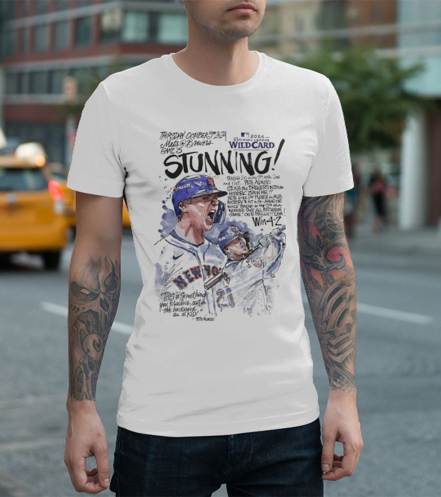 Pete Alonso New York Mets Game 3 Wild Card Series Stunning Win 4-2 T-Shirt
