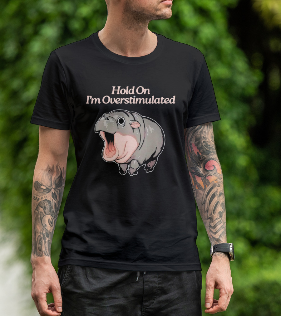 Hold On I'm Overstimulated Hippo T-Shirt