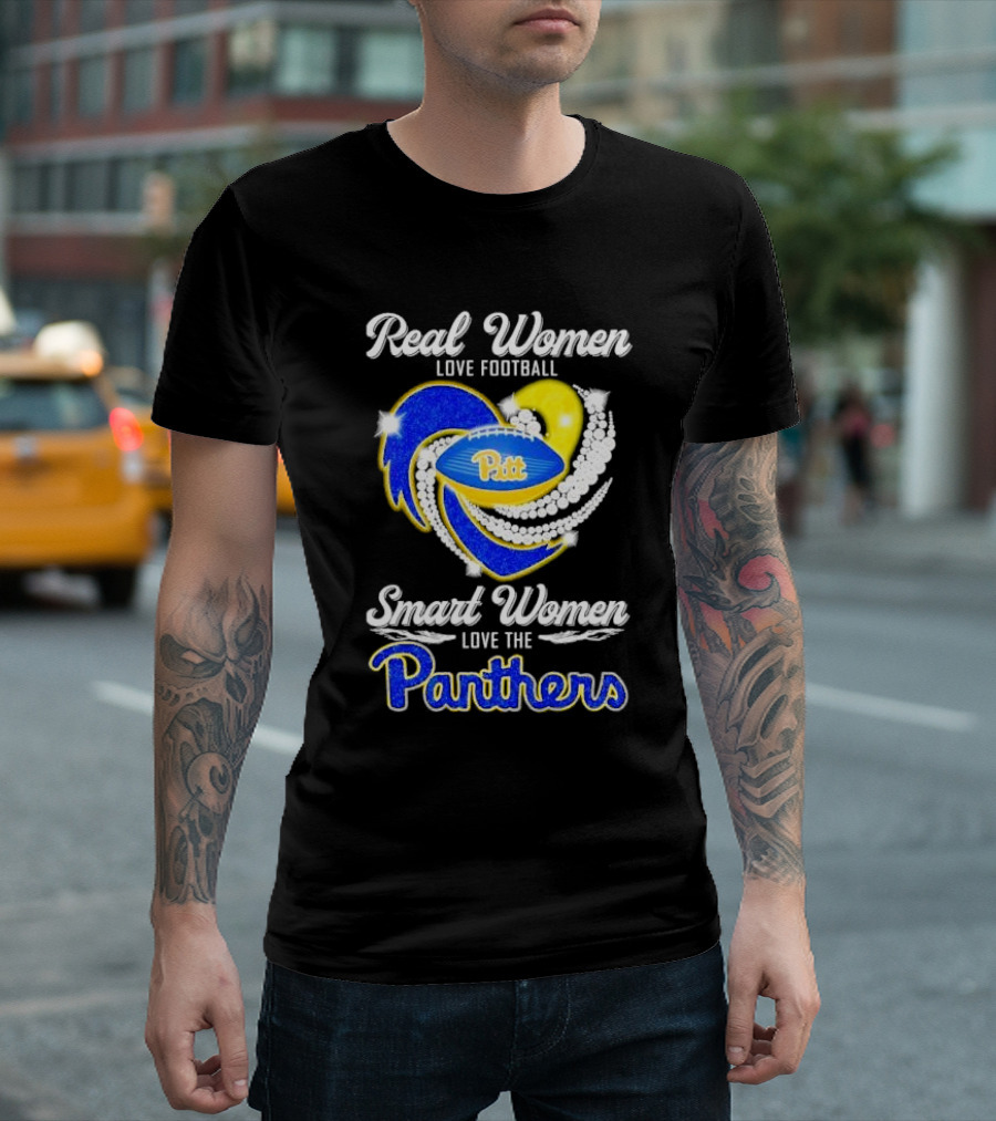 Real Women Love Football Smart Women Love Pitt Panthers T-Shirt