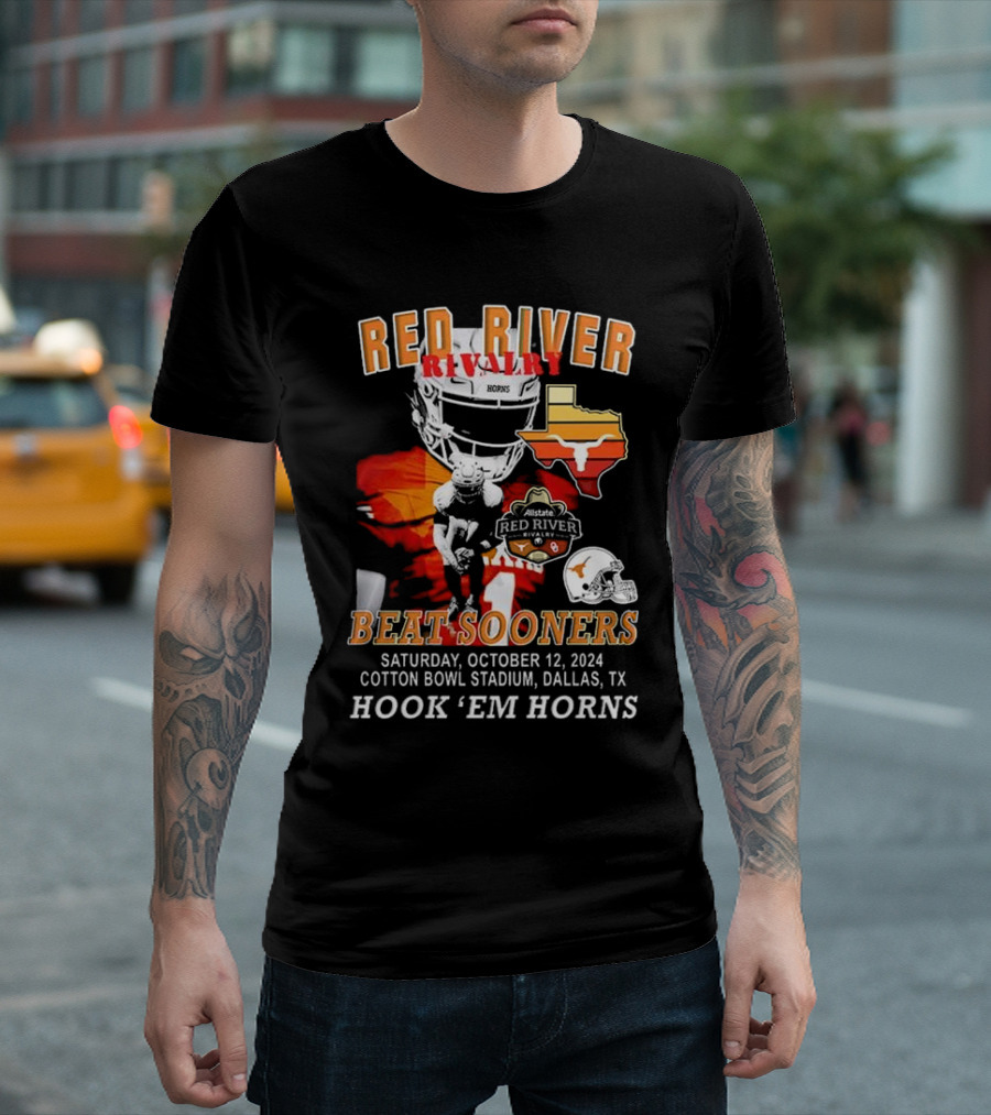 Red River Rivalry Beat Sooners October 12 2024 Cotton Bowl Stadium Hook 'Em Horns T-Shirt