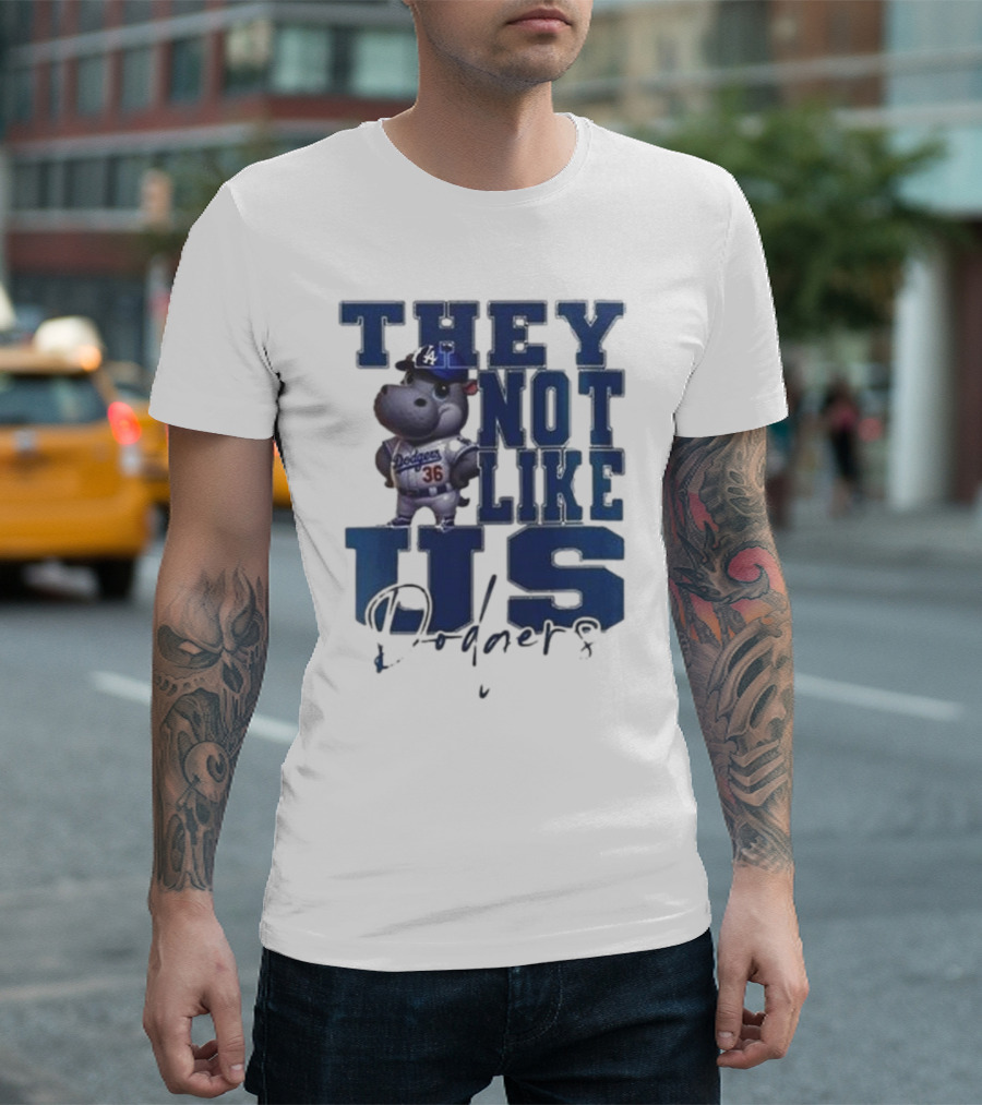 THEY NOT LIKE US Dodgers Moo Deng X Los Angeles Dodgers T-Shirt