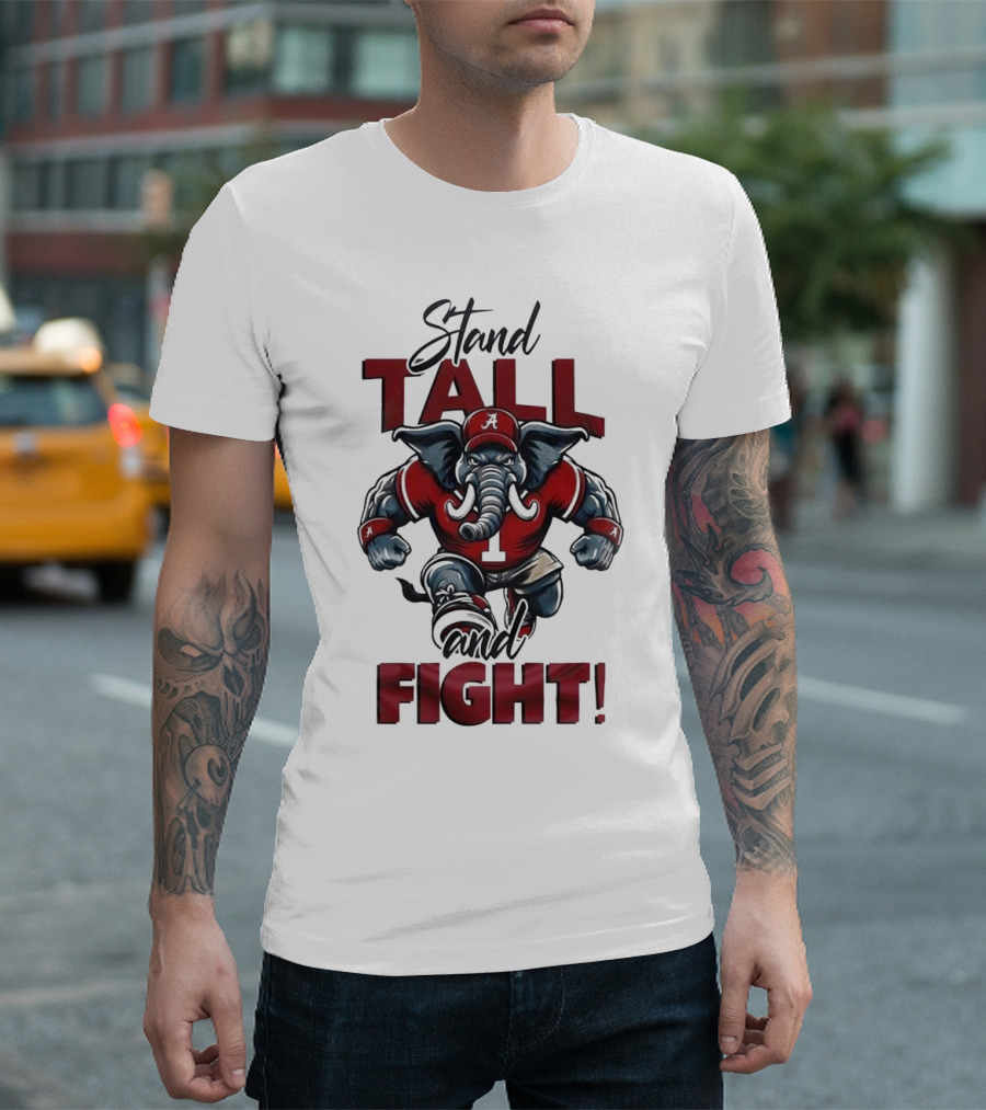 Alabama Crimson Tide Stand Tall and Fight Elephant Mascot T-Shirt
