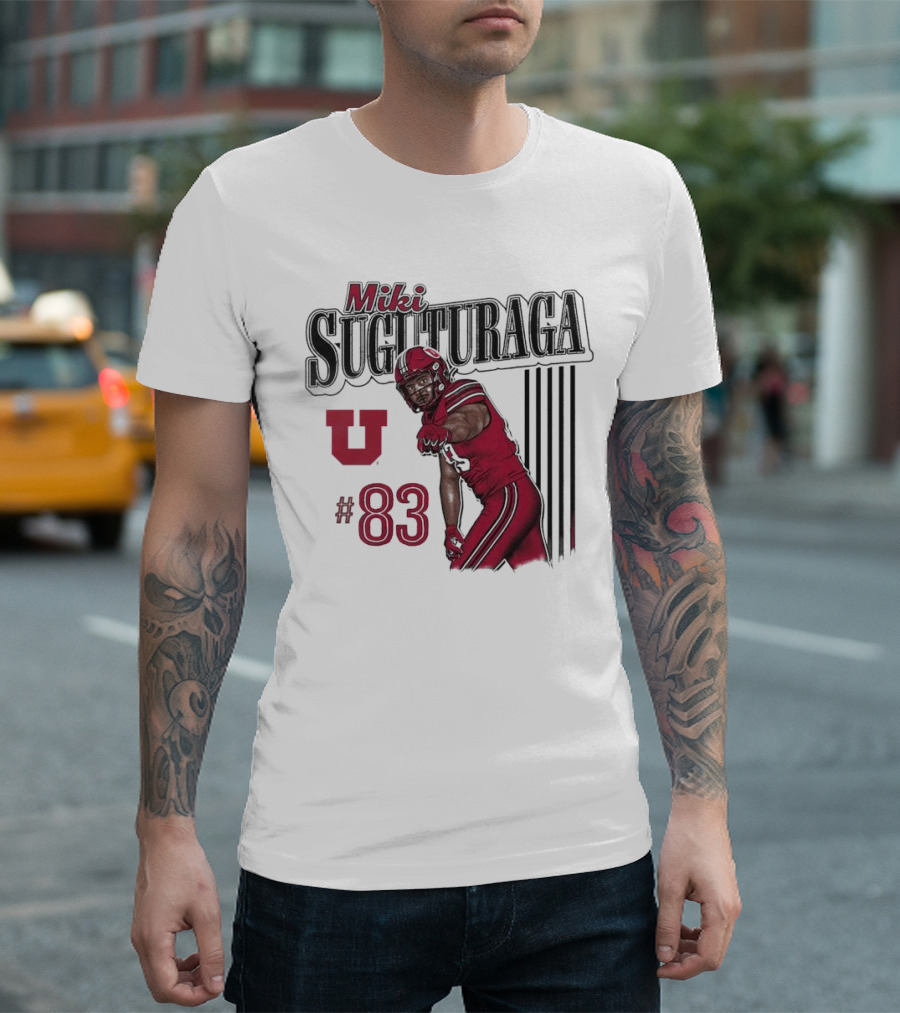 Miki Suguturaga Utah Utes #83 Football Cartoon Player T-Shirt