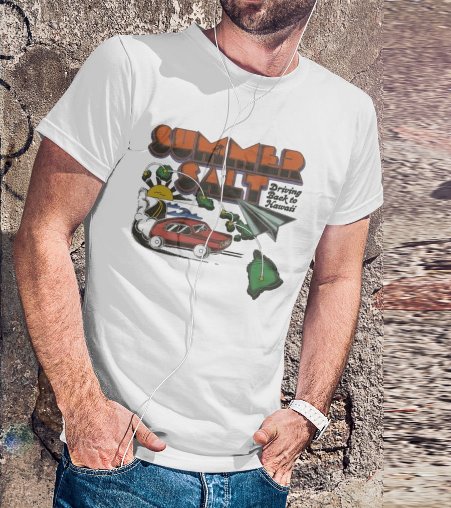 Summer Salt Driving Back To Hawaii Paper Airplane Car Island Tour T-Shirt