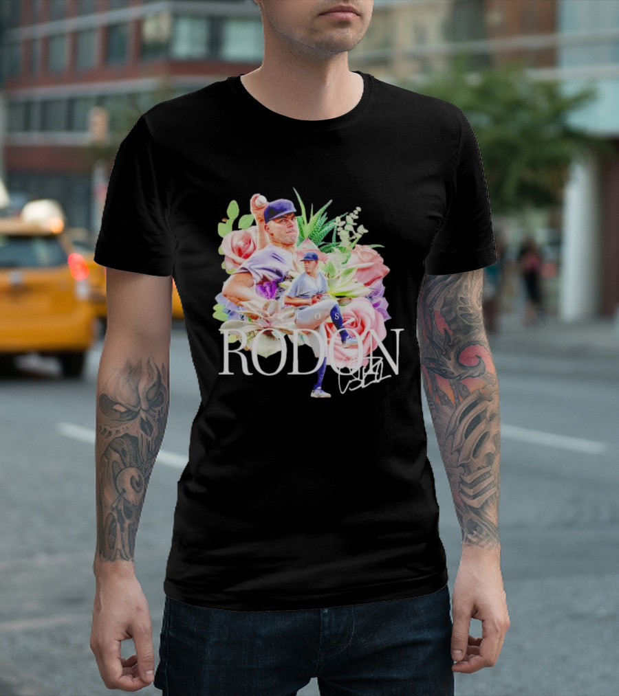 Carlos Rodón New York Yankees Floral Signature Baseball T-Shirt