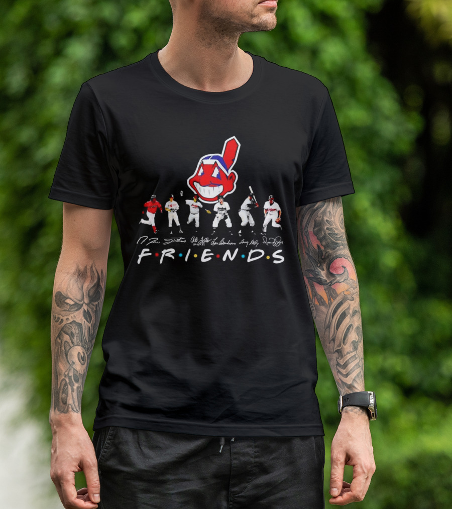 Friends Cleveland Guardians Chief Wahoo Players Signatures T-Shirt