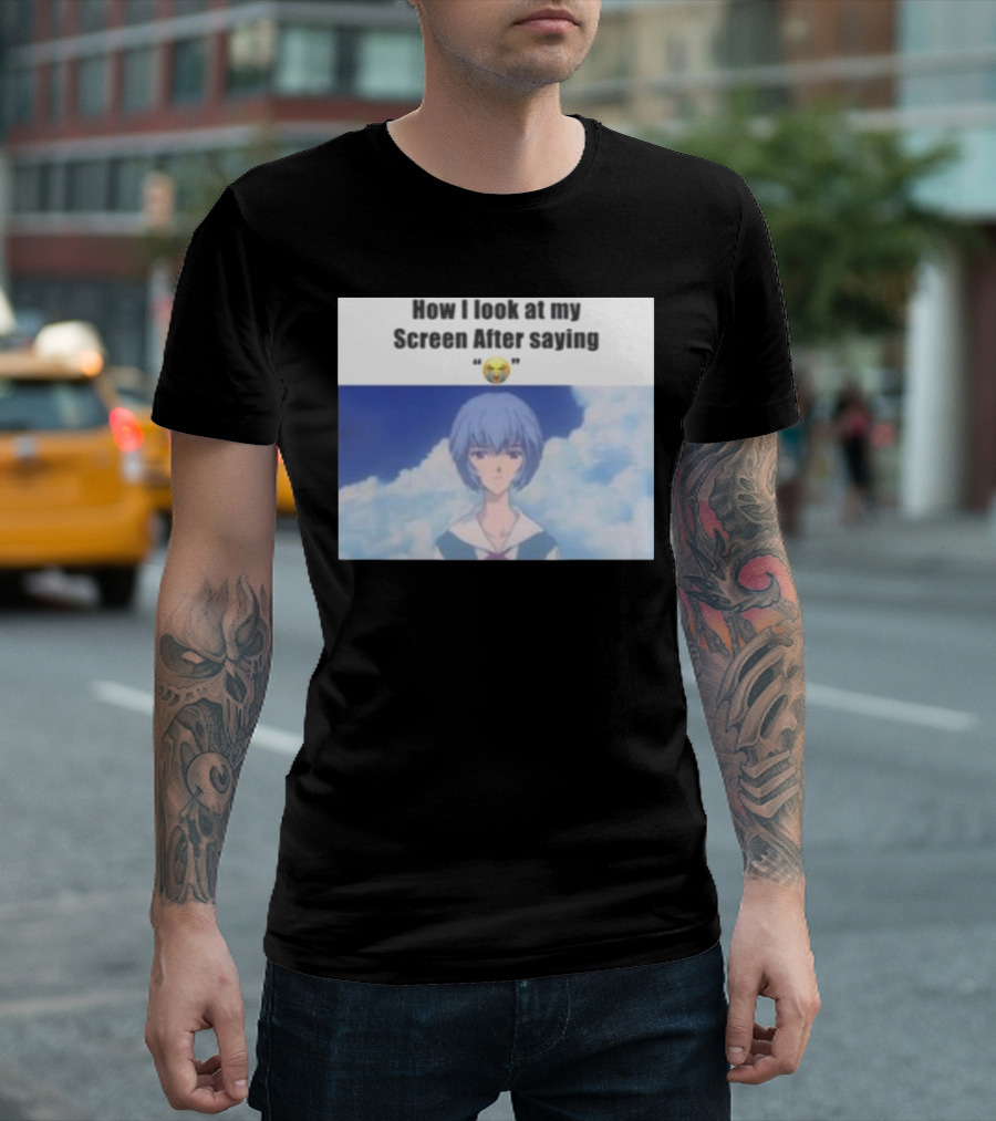 Goofy Ahh Tees Store How I Look At My Screen After Saying 😭 Anime Meme T-Shirt