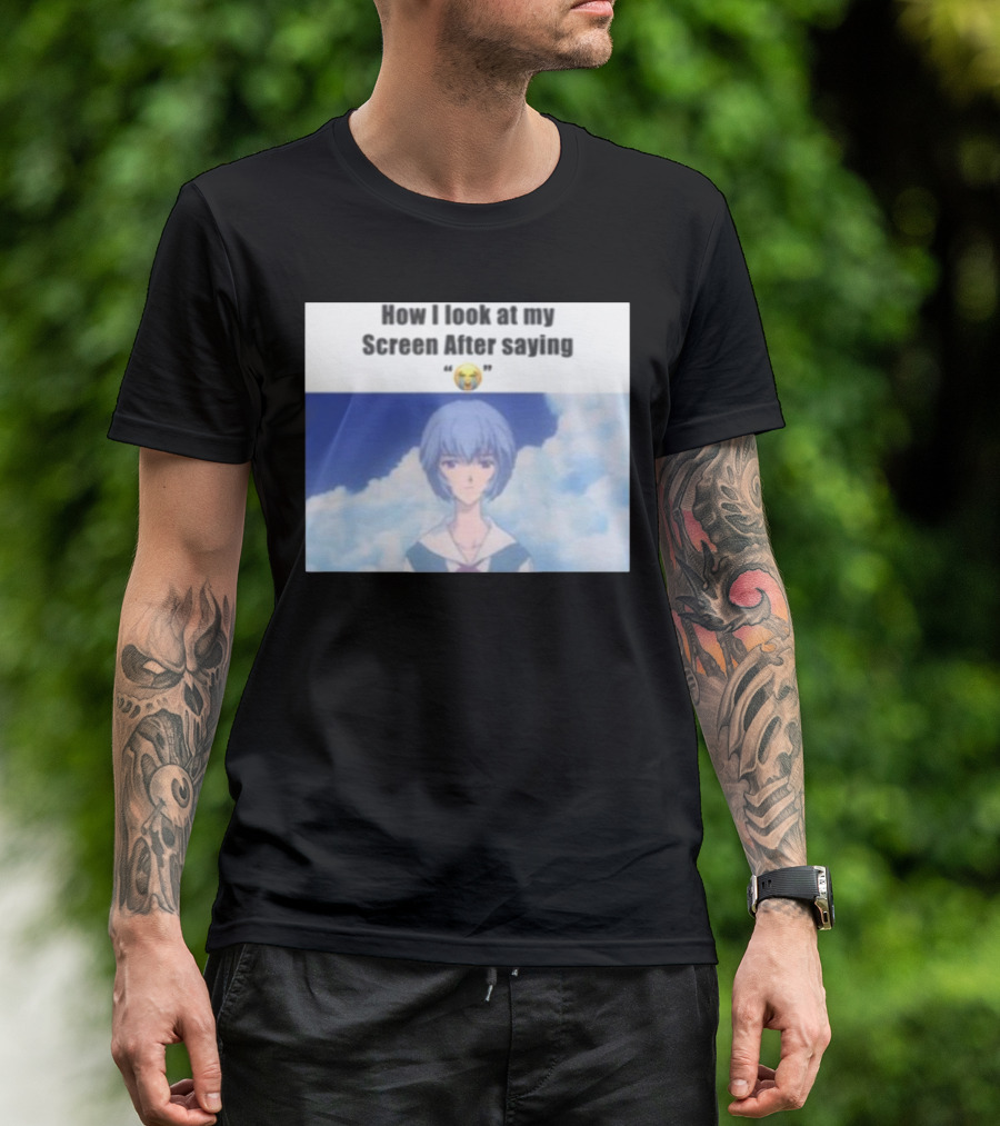 Goofy Ahh Tees Store How I Look At My Screen After Saying 😭 Anime Meme T-Shirt