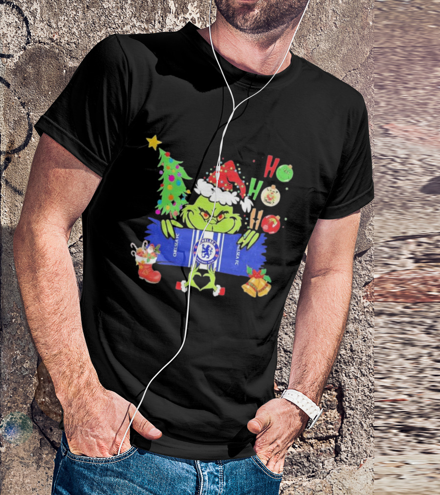 Grinch Ho Ho Ho Chelsea FC Christmas Festive Football Fun T-Shirt