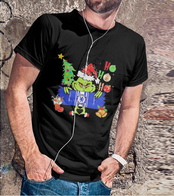 Grinch Ho Ho Ho Chelsea FC Christmas Festive Football Fun T-Shirt