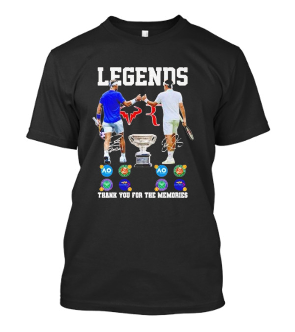 LEGENDS Roger Federer Rafael Nadal Thank You For The Memories Tennis Grand Slam Icons T-Shirt