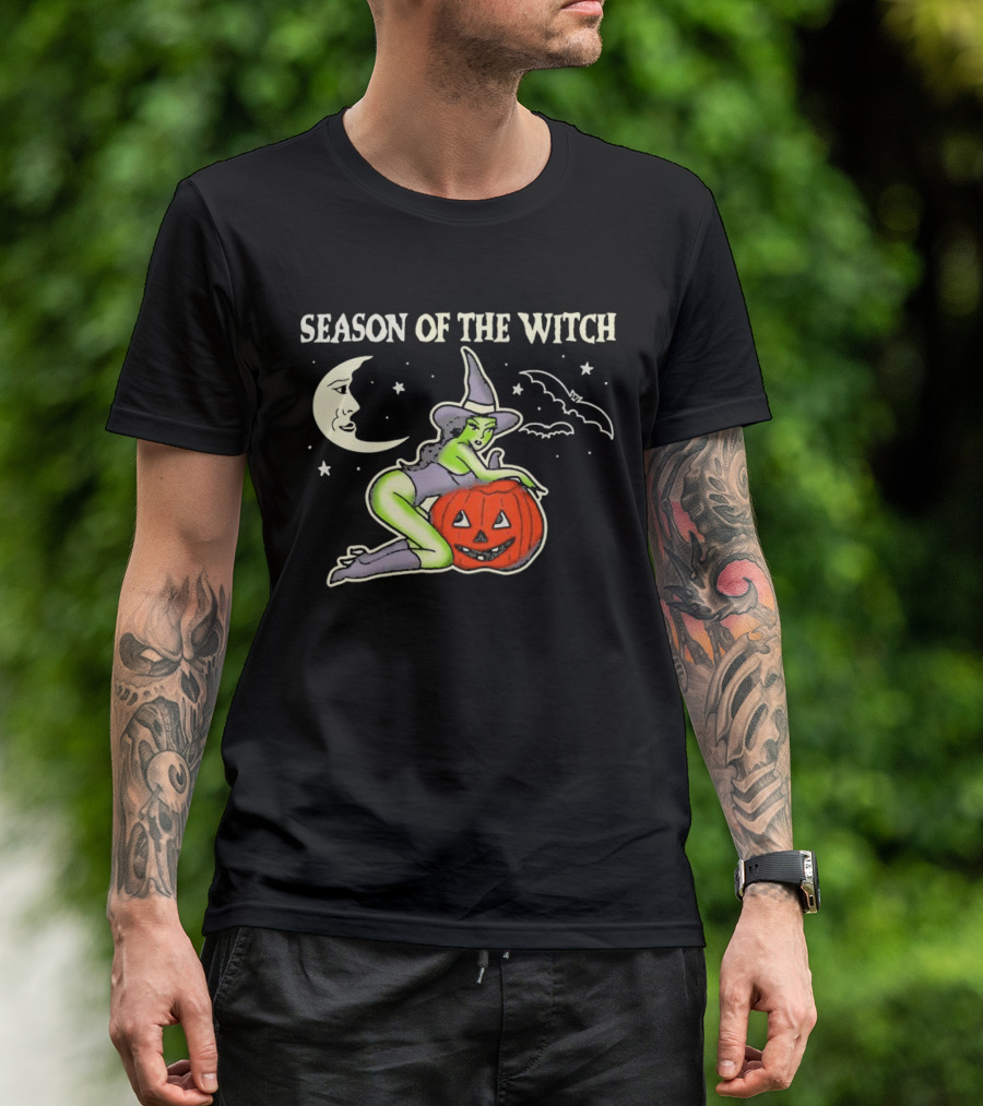 SEASON OF THE WITCH HALLOWEEN MOON BAT PUMPKIN T-Shirt