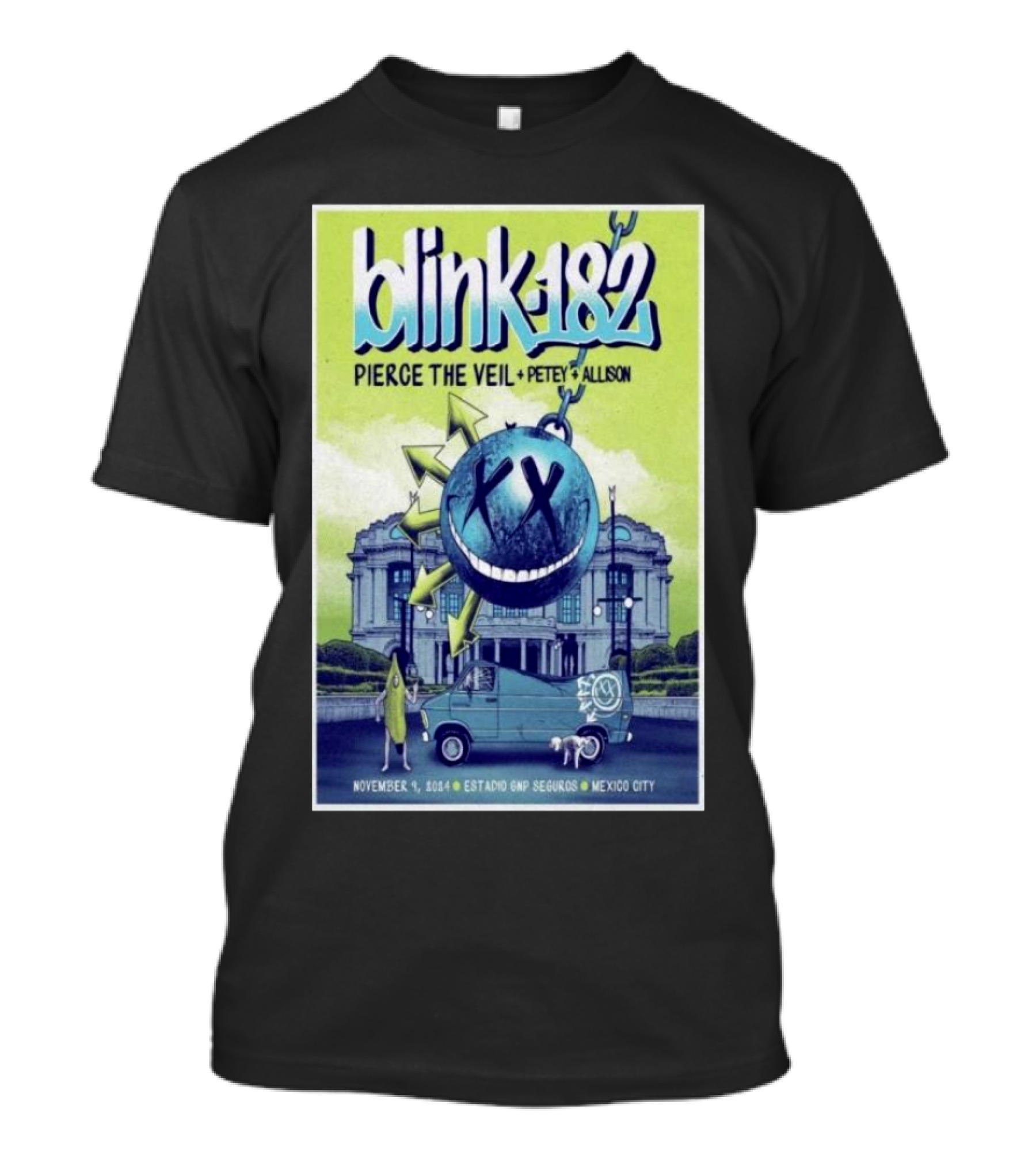 Blink 182 Pierce The Veil Petey Allison November 9 2024 Estadio GNP Seguros Mexico City T-Shirt