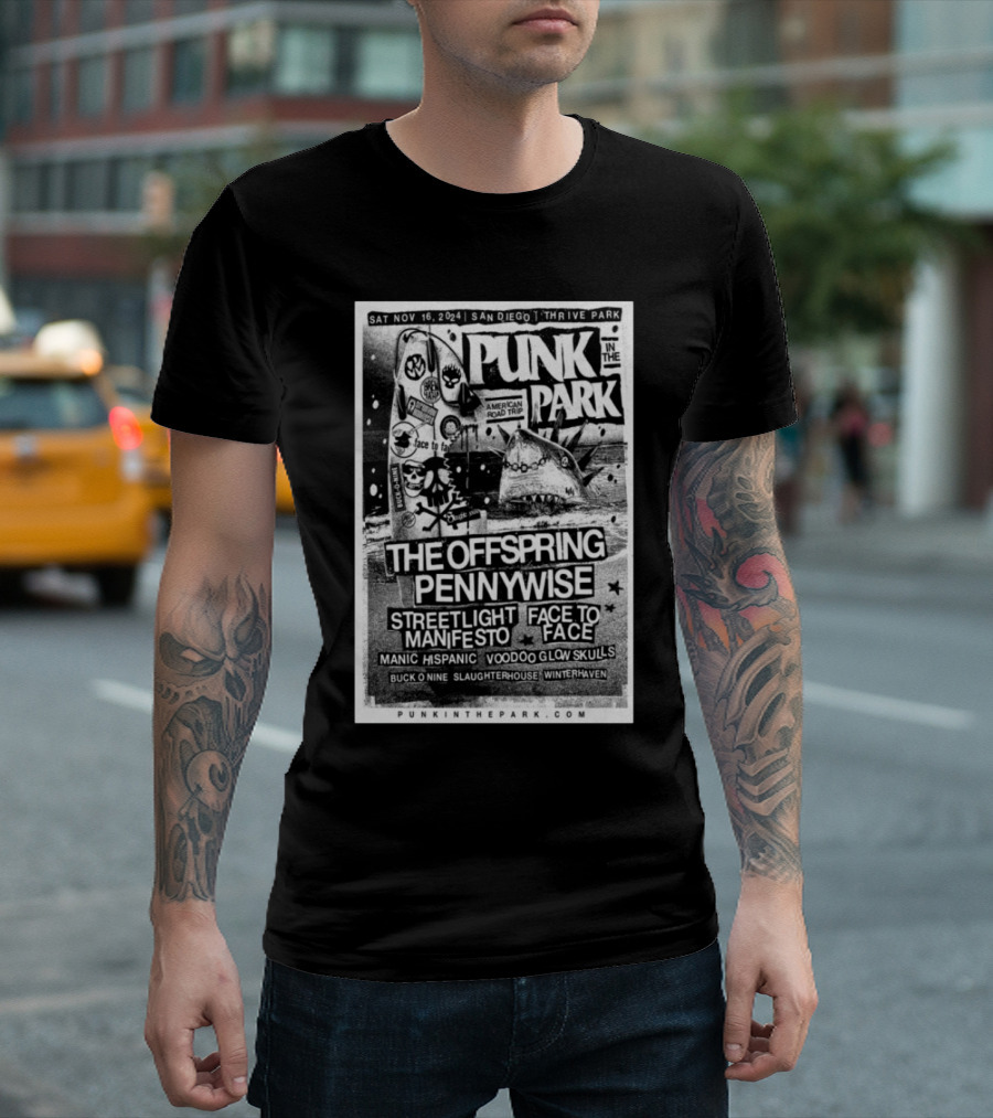 Punk In The Park San Diego Nov 16 2024 The Offspring Pennywise Streetlight Manifesto Thrive Park T-Shirt