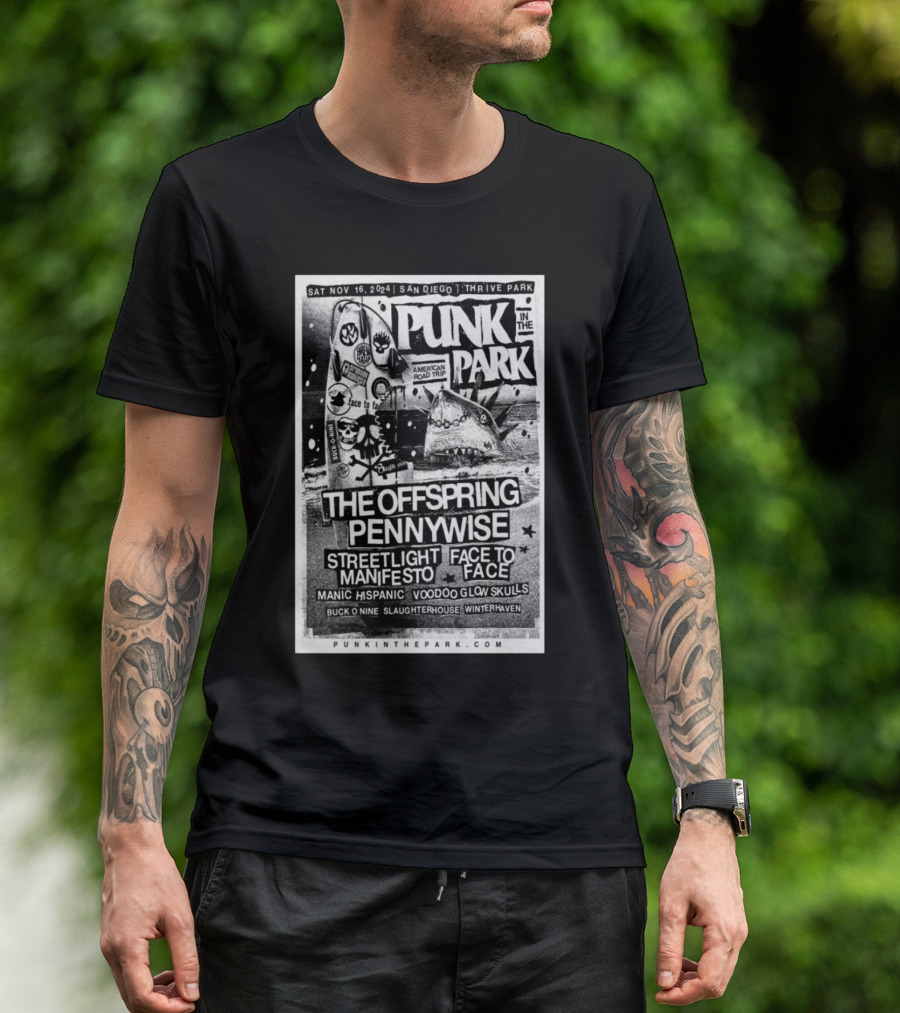 Punk In The Park San Diego 2024 The Offspring Pennywise Streetlight Manifesto Face To Face Lineup T-Shirt