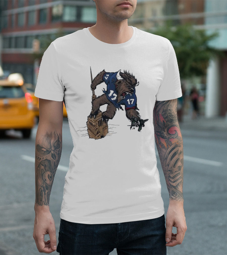 Buffalo Bills King Of New York Mascot Towering Beast Number 17 T-Shirt