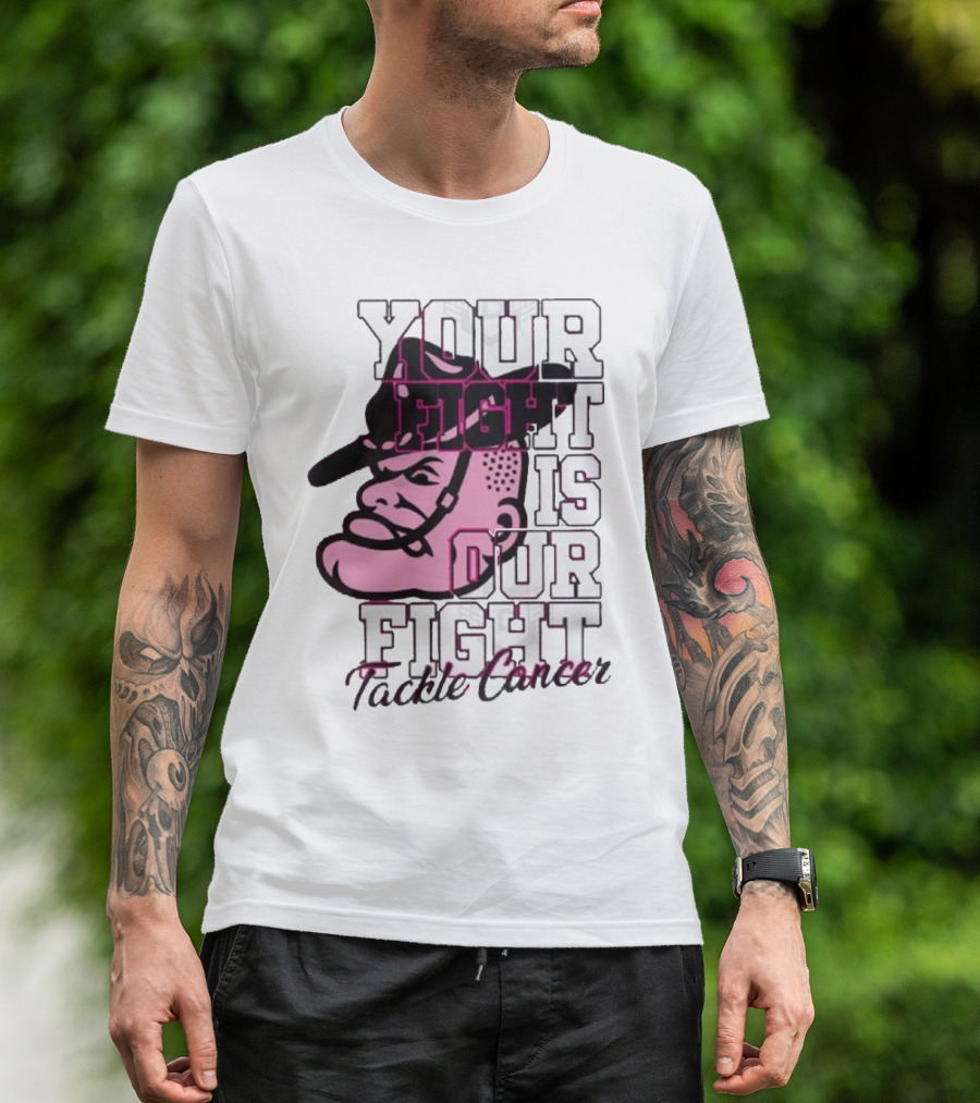 Texas A&M Aggies Your Fight Is Our Fight Tackle Cancer Vintage Football Helmet T-Shirt
