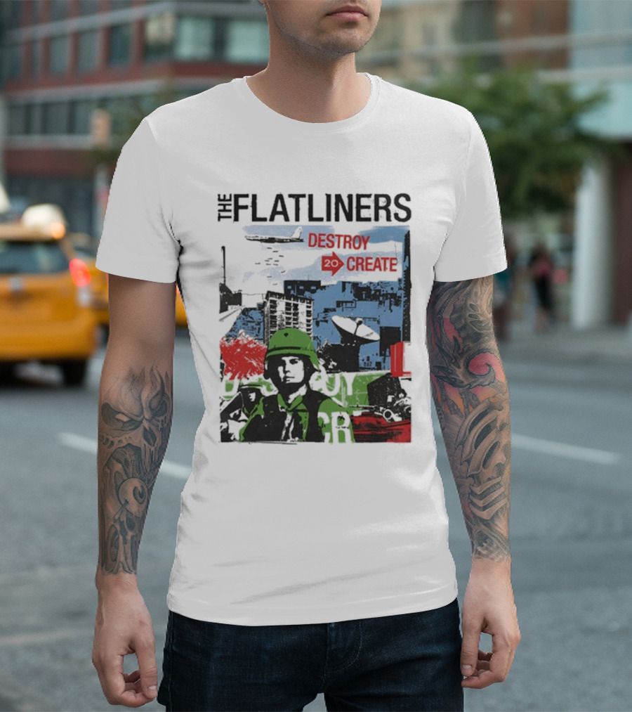 The Flatliners Destroy 20 Create Album Cover Soldier and Cityscape T-Shirt