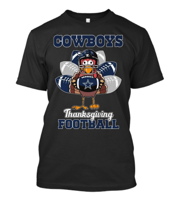 Cowboys Thanksgiving Football Turkey Holding Footballs T-Shirt