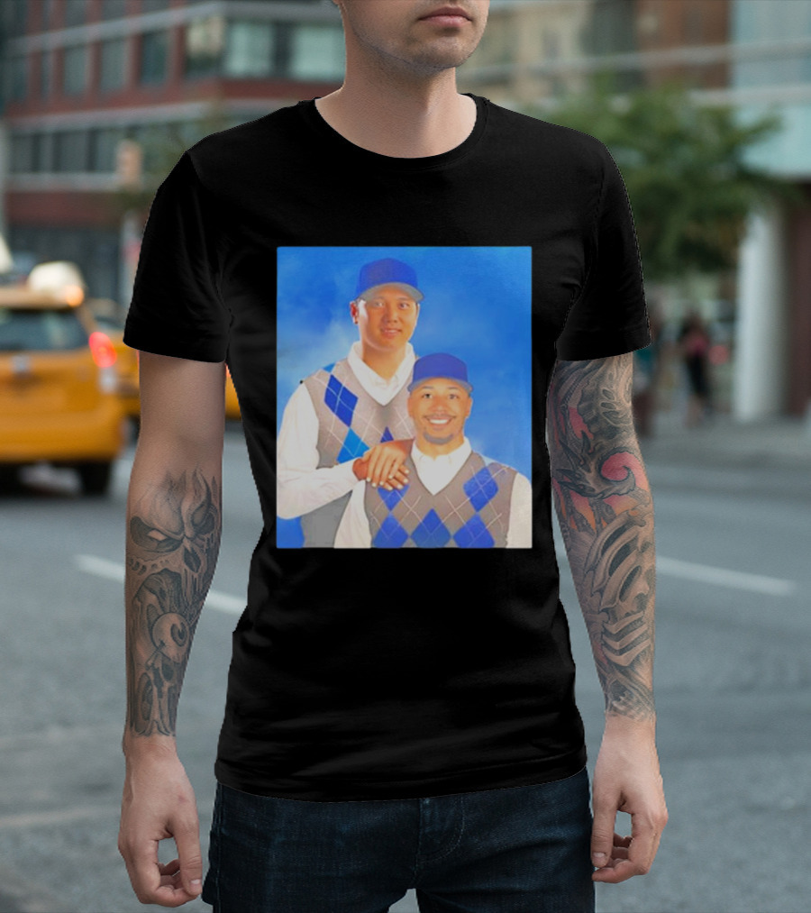 Step Brothers Shohei Ohtani Mookie Betts Portrait T-Shirt
