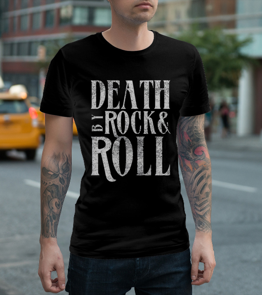 Death By Rock And Roll Rock-Inspired Music Statement Tee Shirt Print T-Shirt
