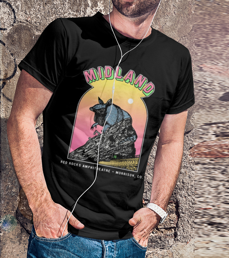 Midland Red Rocks Amphitheatre Armadillo Morrison CO T-Shirt