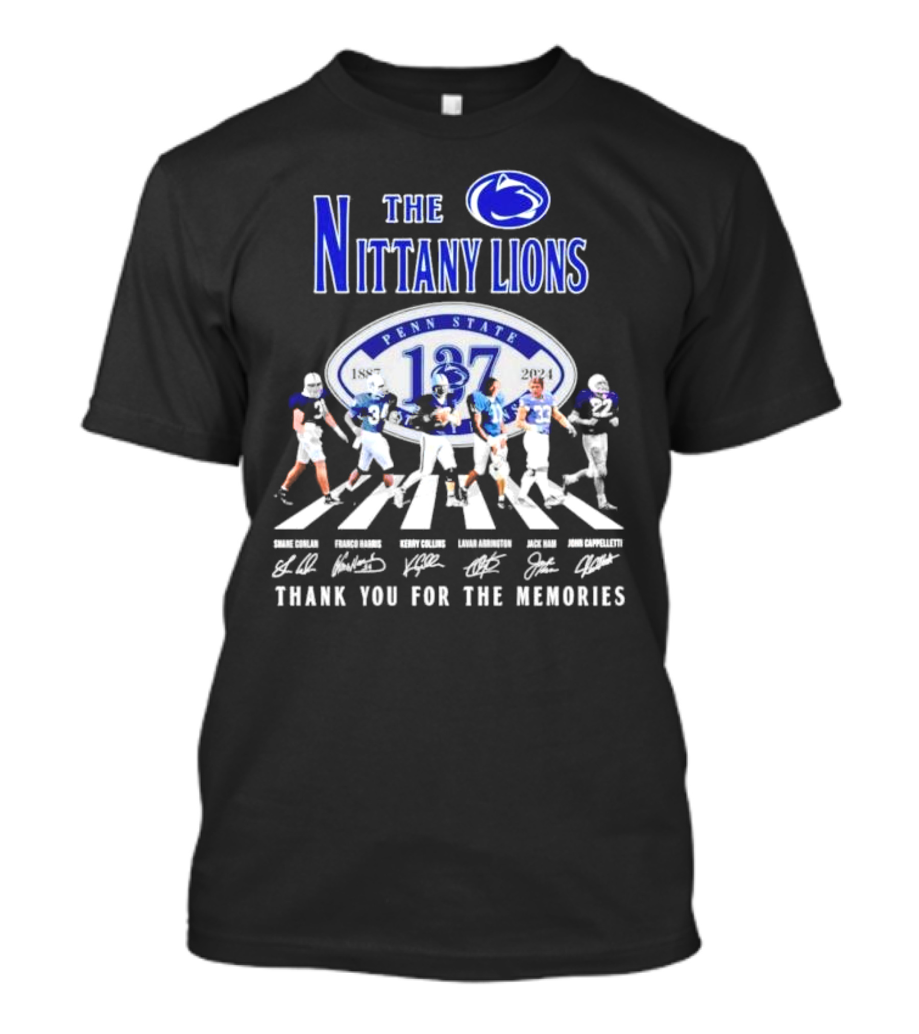 The Nittany Lions 137th Anniversary 1887-2024 Abbey Road Thank You For The Memories Signatures T-Shirt