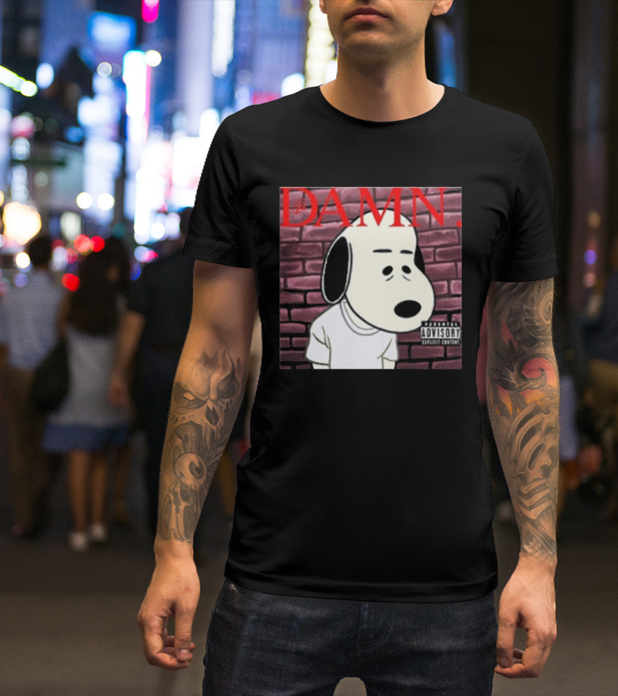 Damn. Snoopy Parental Advisory Brick Wall T-Shirt