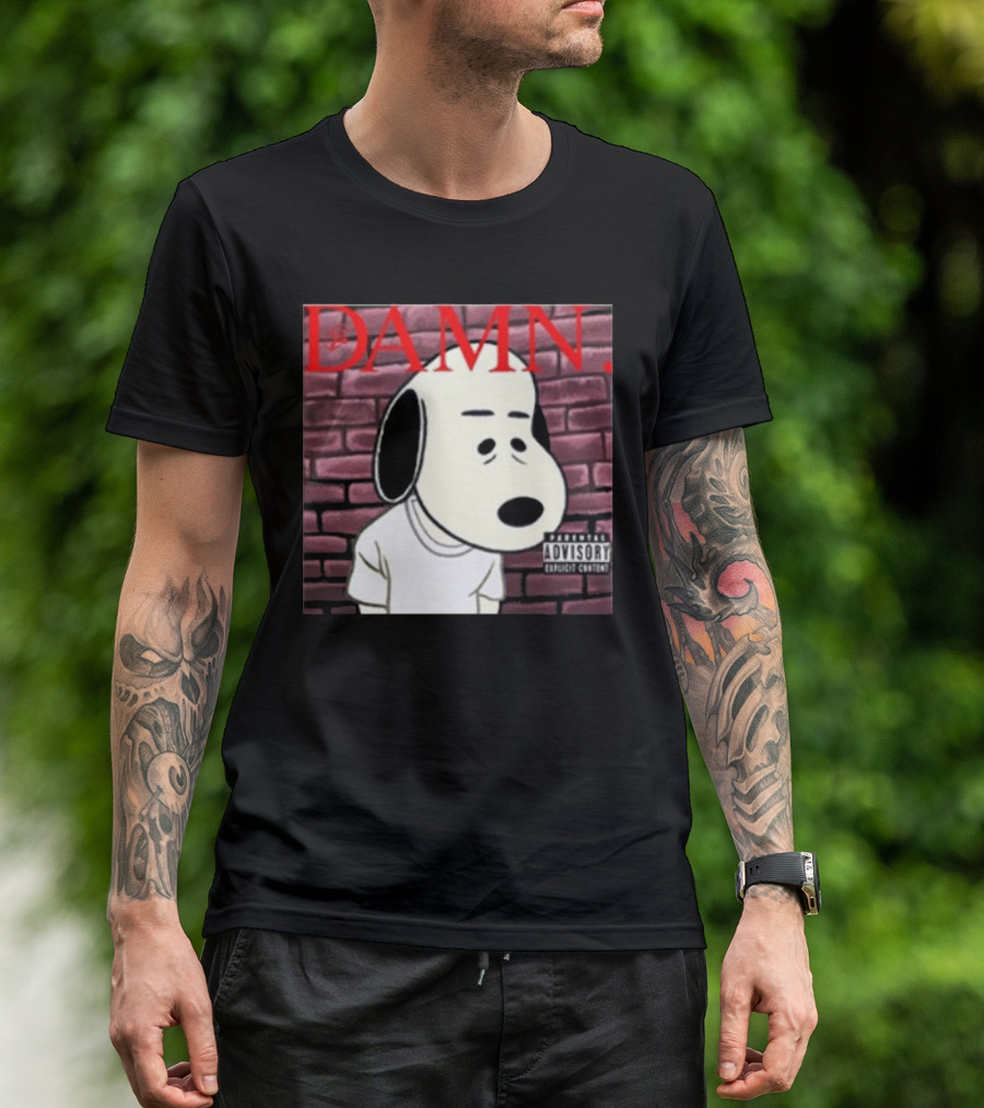 Damn. Snoopy Parental Advisory Brick Wall T-Shirt