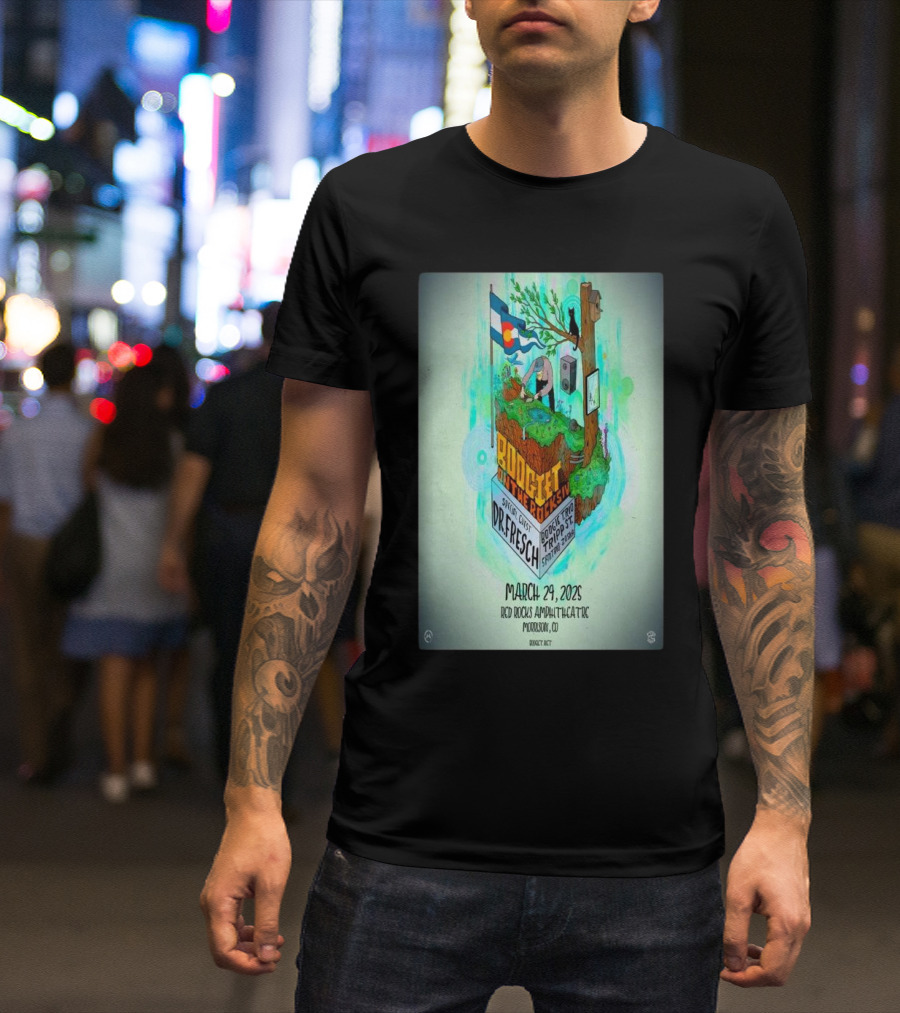 Boogie King Gizzard March 29 2025 Red Rocks Amphitheatre Morrison CO Special Guest Dr. Fresch Eprom Tripzy Leary Ghost Note T-Shirt