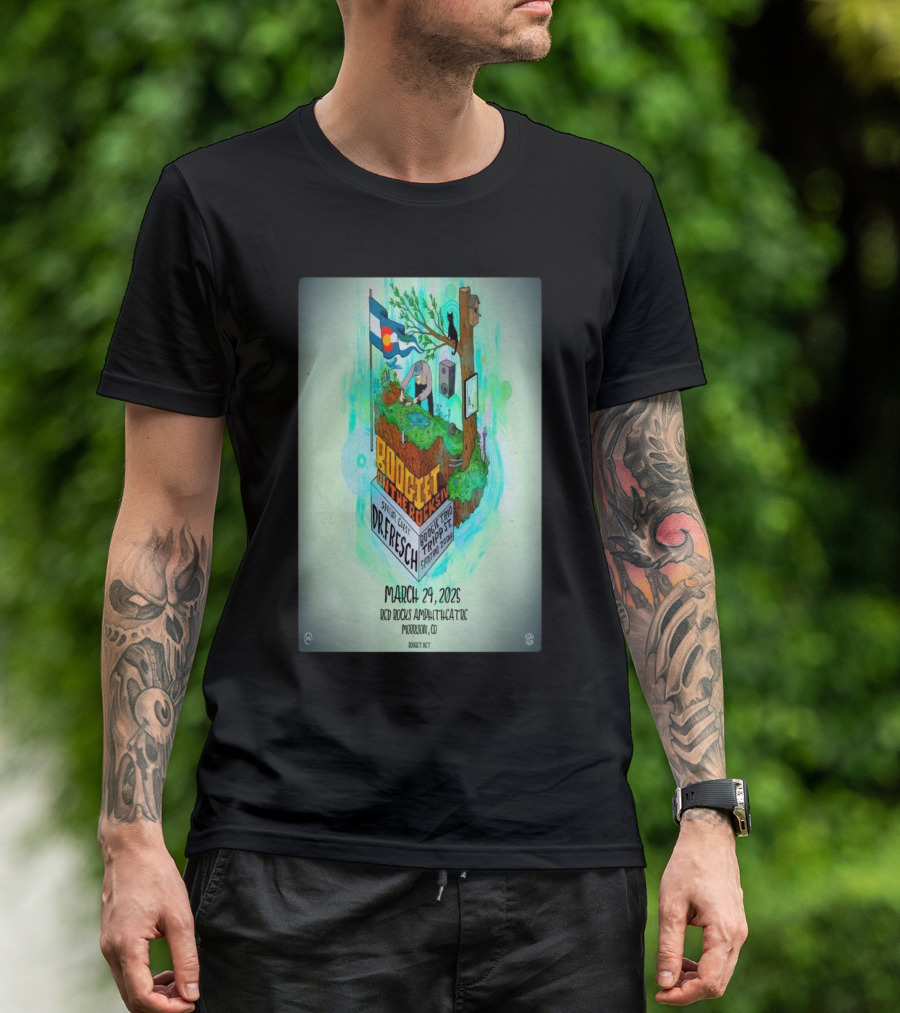 Boogie King Gizzard March 29 2025 Red Rocks Amphitheatre Morrison CO Special Guest Dr. Fresch Eprom Tripzy Leary Ghost Note T-Shirt