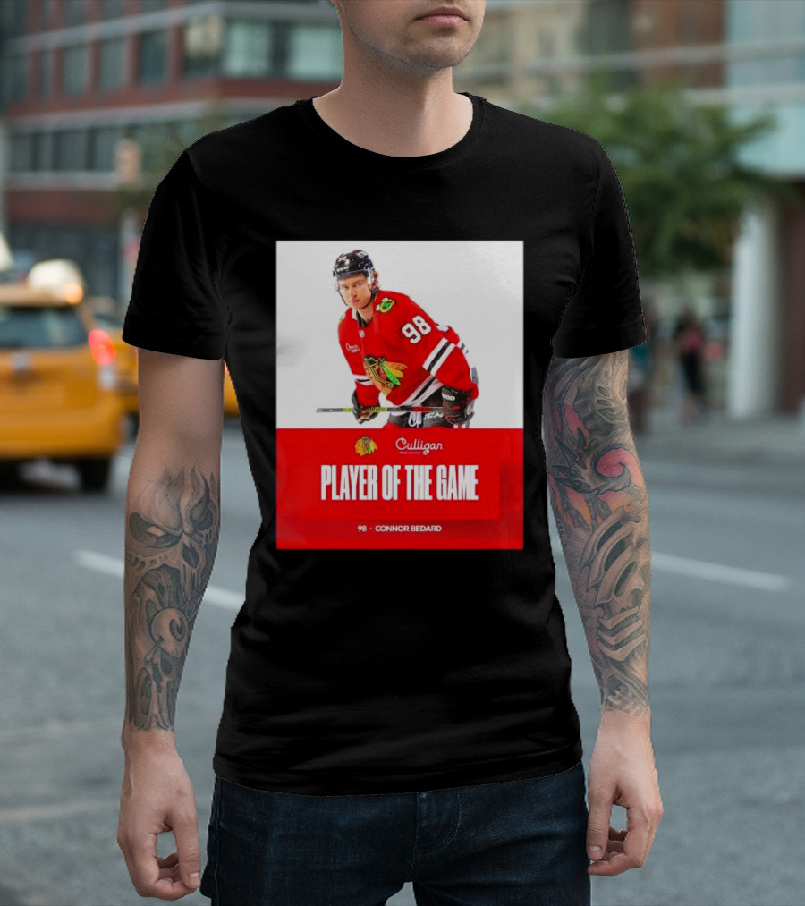 Connor Bedard 98 Chicago Blackhawks Player of the Game T-Shirt