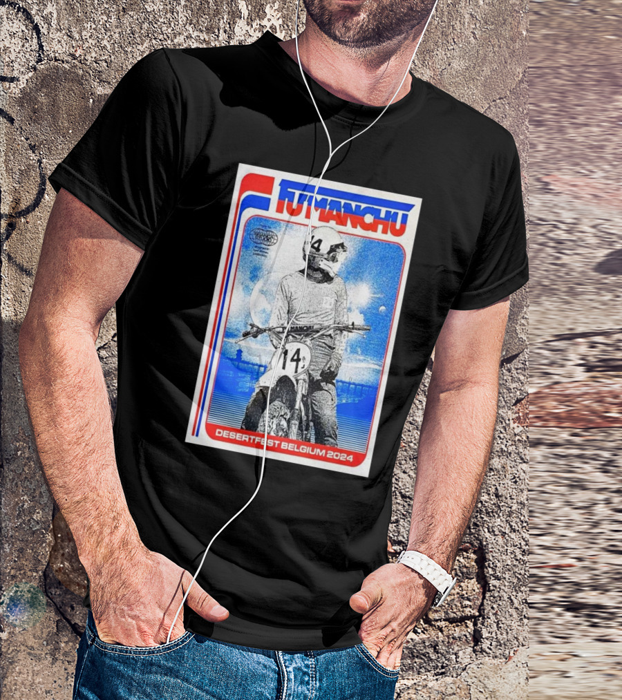 Fu Manchu Motorcycle Rider Desertfest Belgium 2024 Retro T-Shirt