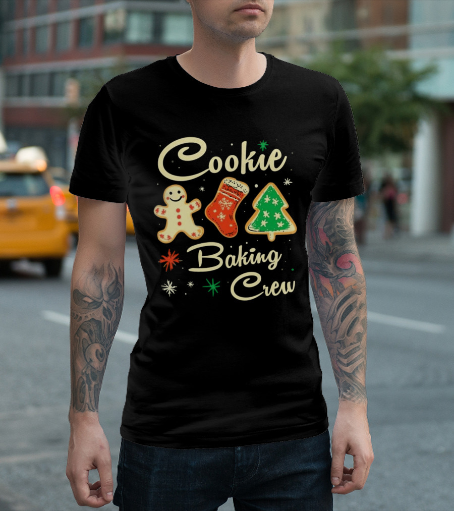 Cookie Baking Crew Christmas Gingerbread Stocking Tree Cookies T-Shirt