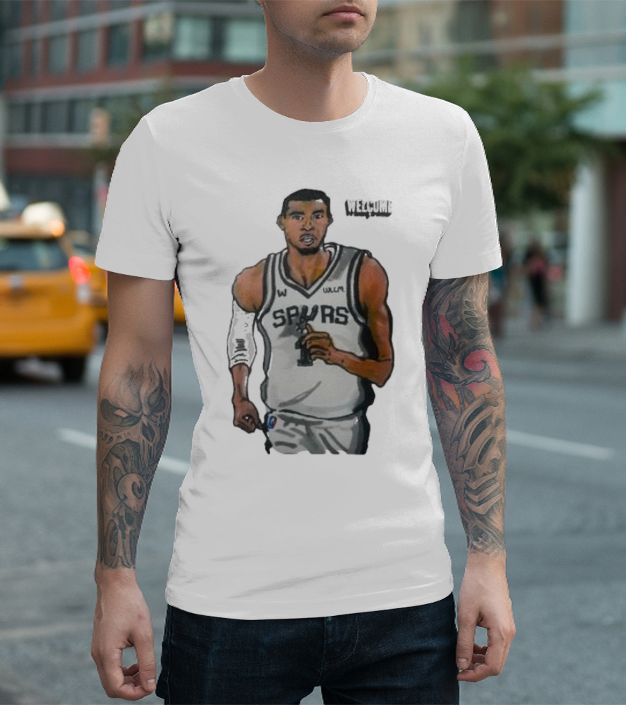 Victor Wembanyama Spurs Welcome Cartoon Player T-Shirt