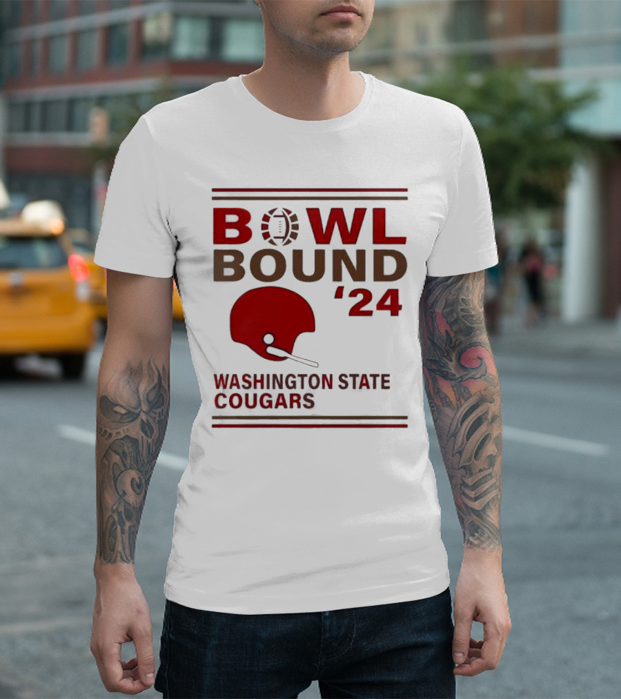 Bowl Bound '24 Washington State Cougars Football Helmet T-Shirt