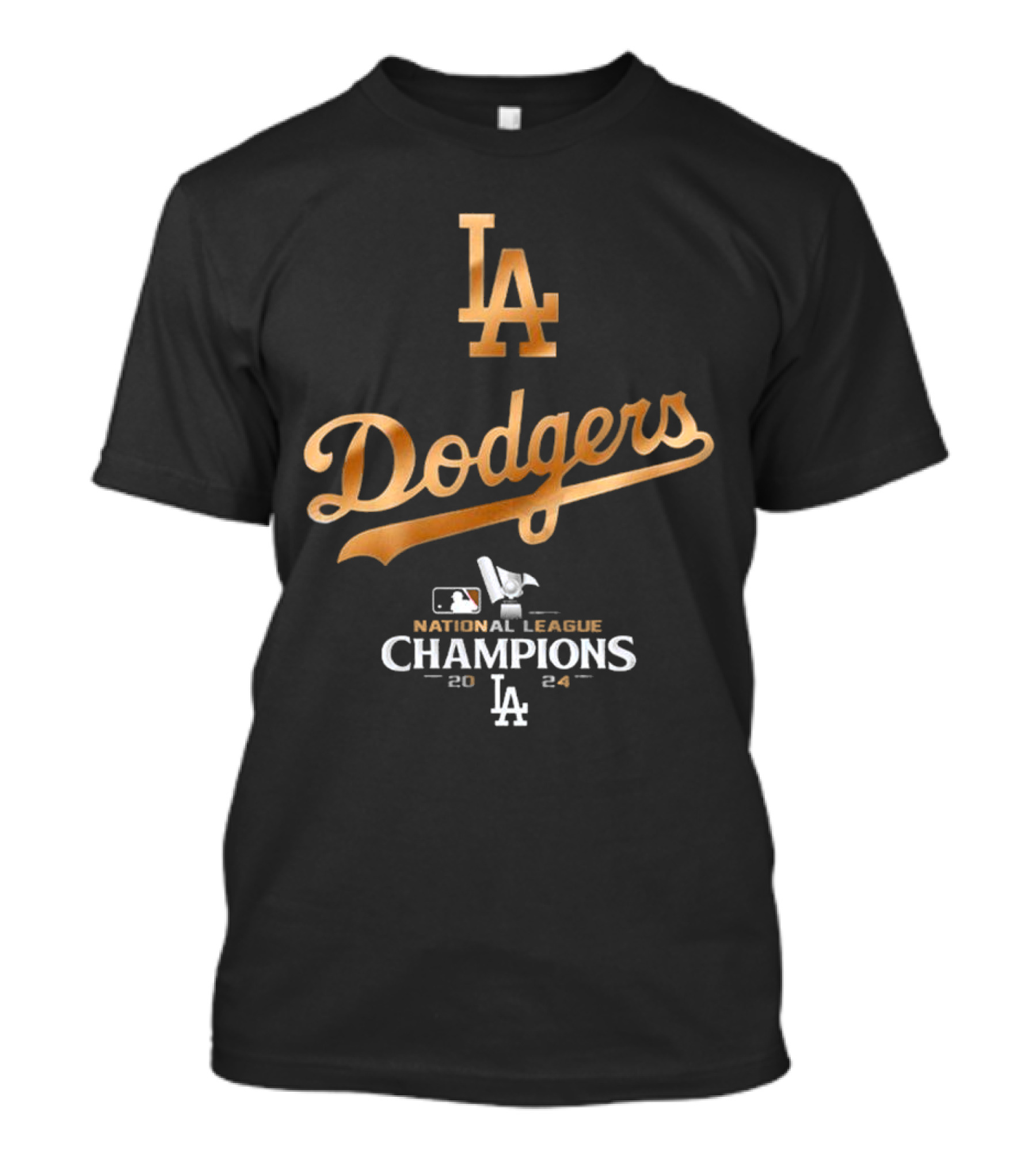 Los Angeles Dodgers LA 2024 National League Champions Gold Dodgers T-Shirt