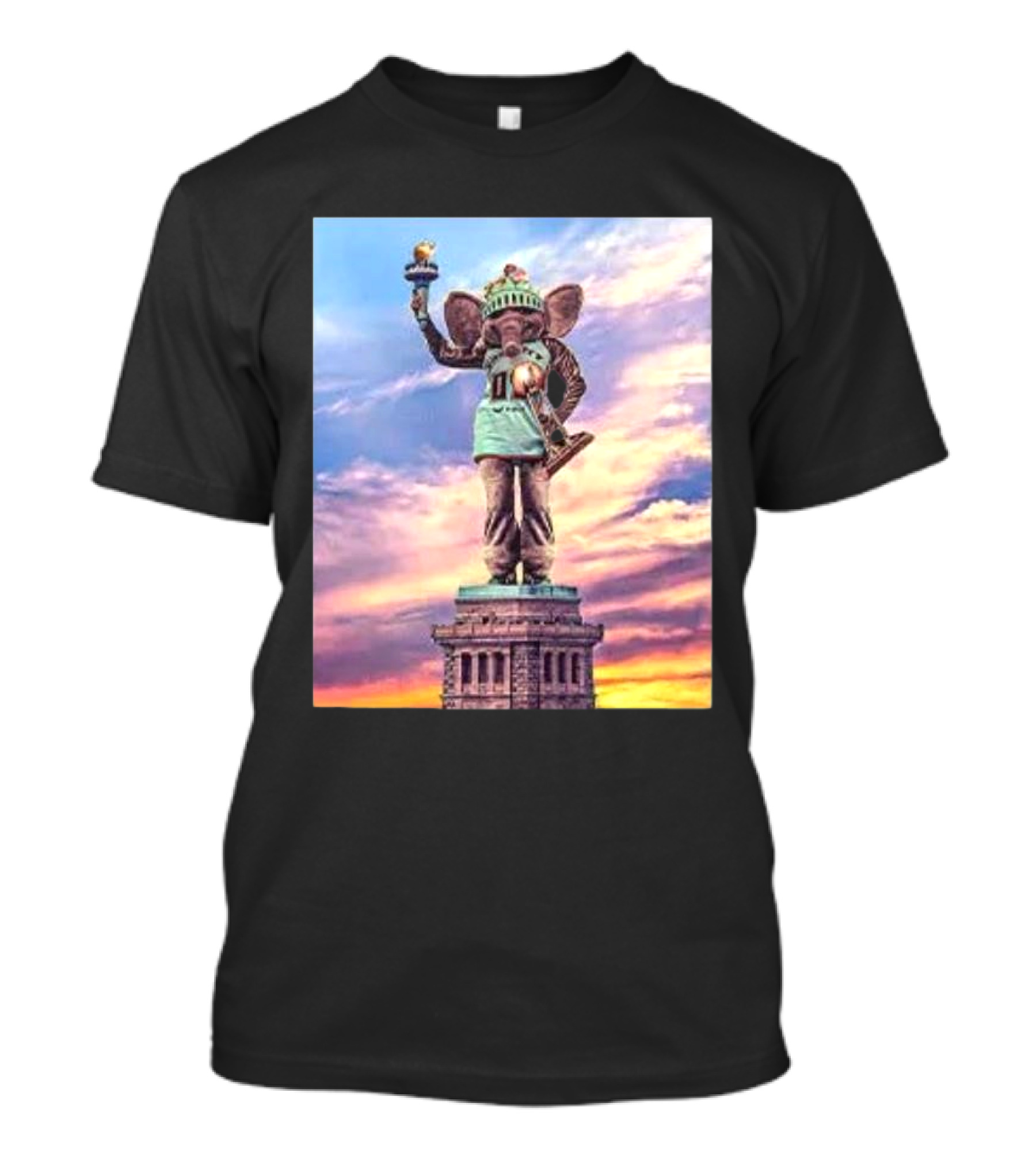 New York Liberty 2024 WNBA Champs Ellie The Elephant Statue Of Liberty T-Shirt