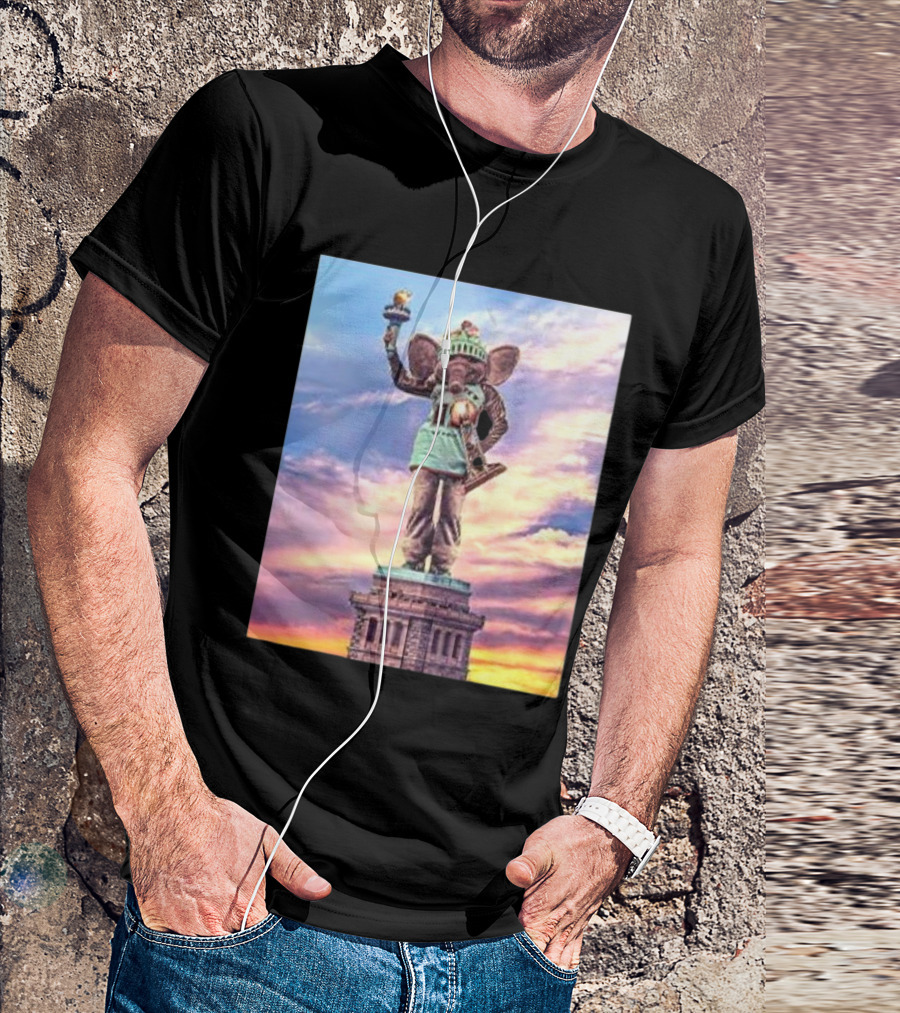 New York Liberty 2024 WNBA Champs Ellie The Elephant Statue Of Liberty T-Shirt