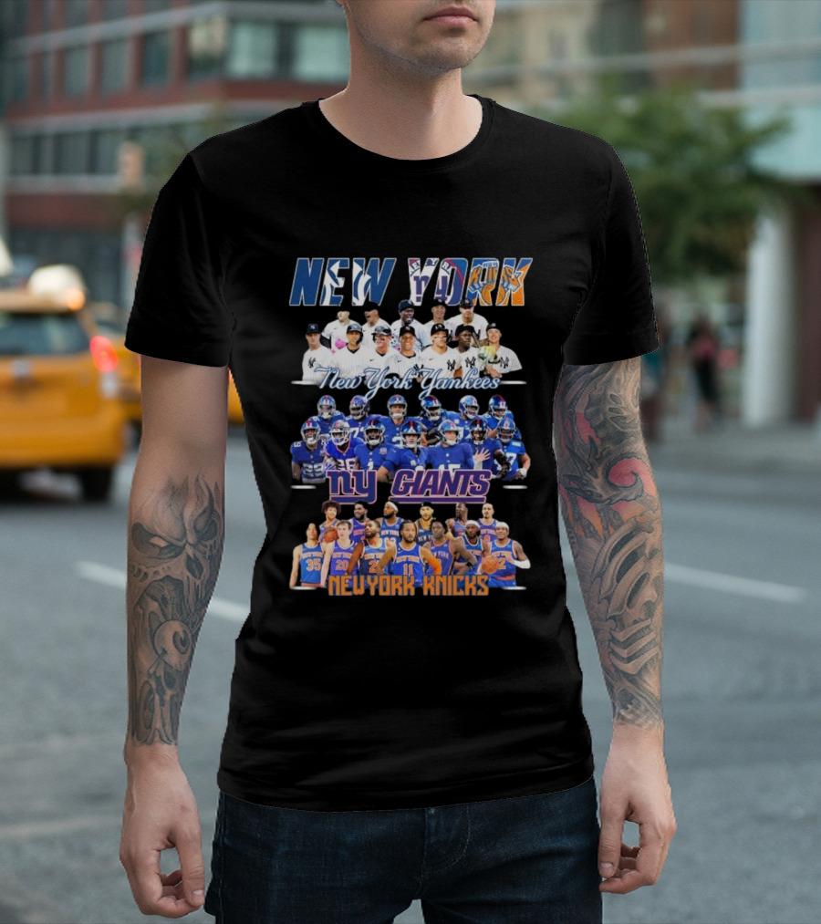New York Yankees NY Giants New York Knicks Team Players T-Shirt