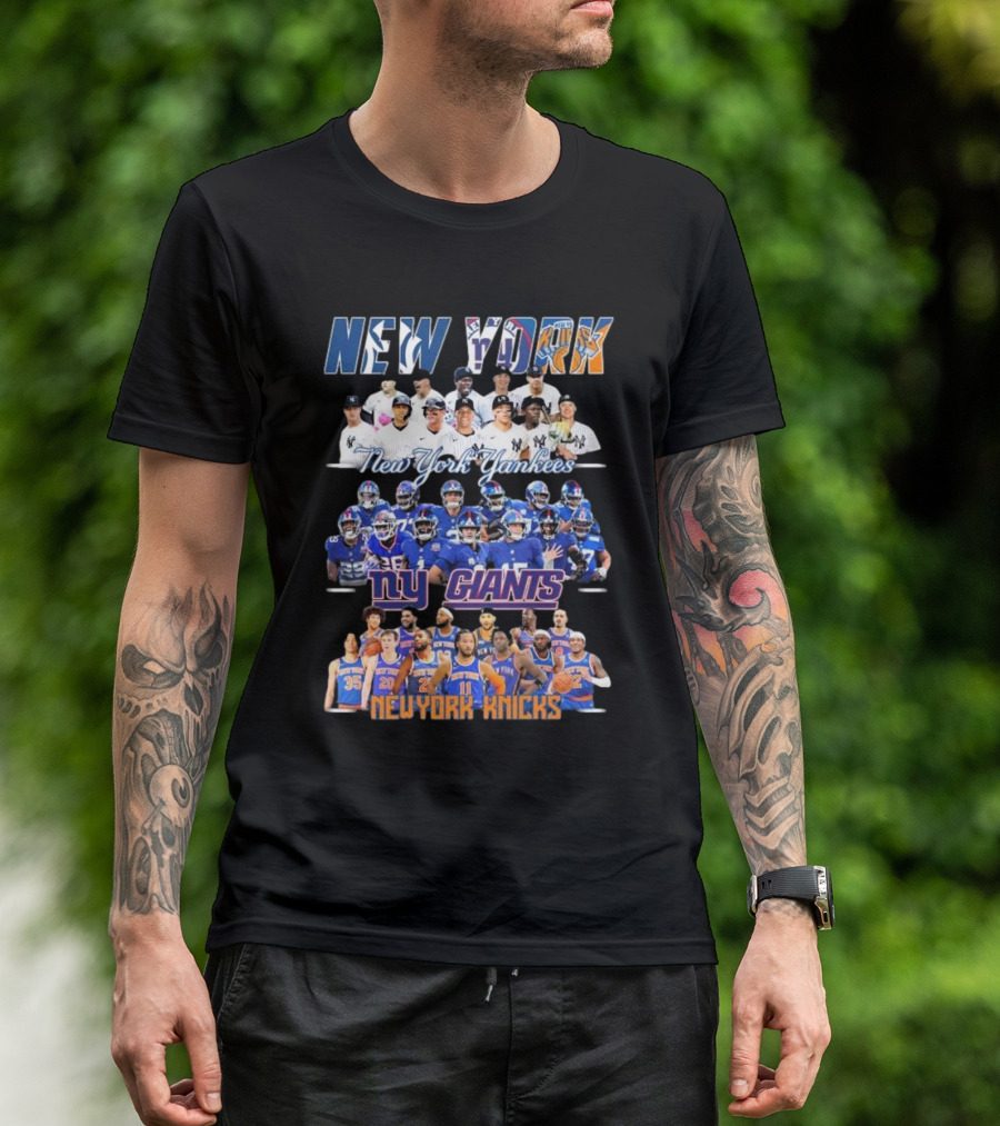 New York Yankees NY Giants New York Knicks Team Players T-Shirt