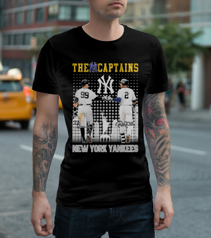 The Captains New York Yankees Aaron Judge Derek Jeter Signatures 2024 ALCS T-Shirt