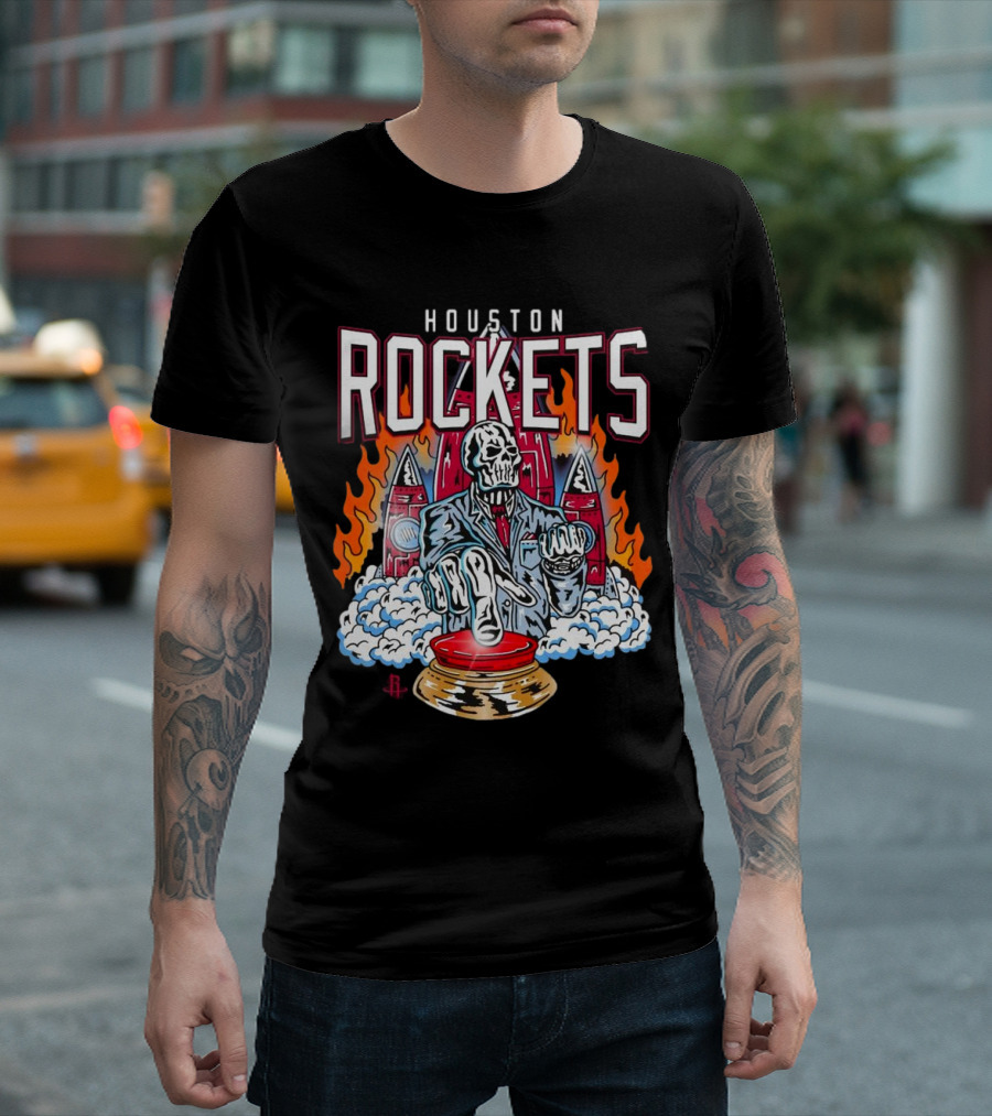 Houston Rockets Skeleton Flames Warren Lotas Collaboration 2024-25 T-Shirt