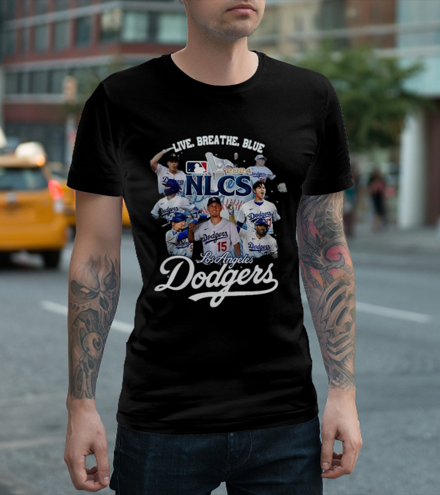 Live Breathe Blue Los Angeles Dodgers 2024 NLCS Champions Team Baseball T-Shirt