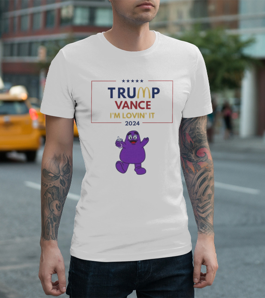 Trump Vance 2024 I'm Lovin' It Grimace Thumbs Up T-Shirt