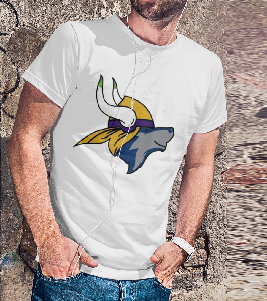 Minnesota Timbervikes Wolf And Viking Helmet Mashup T-Shirt