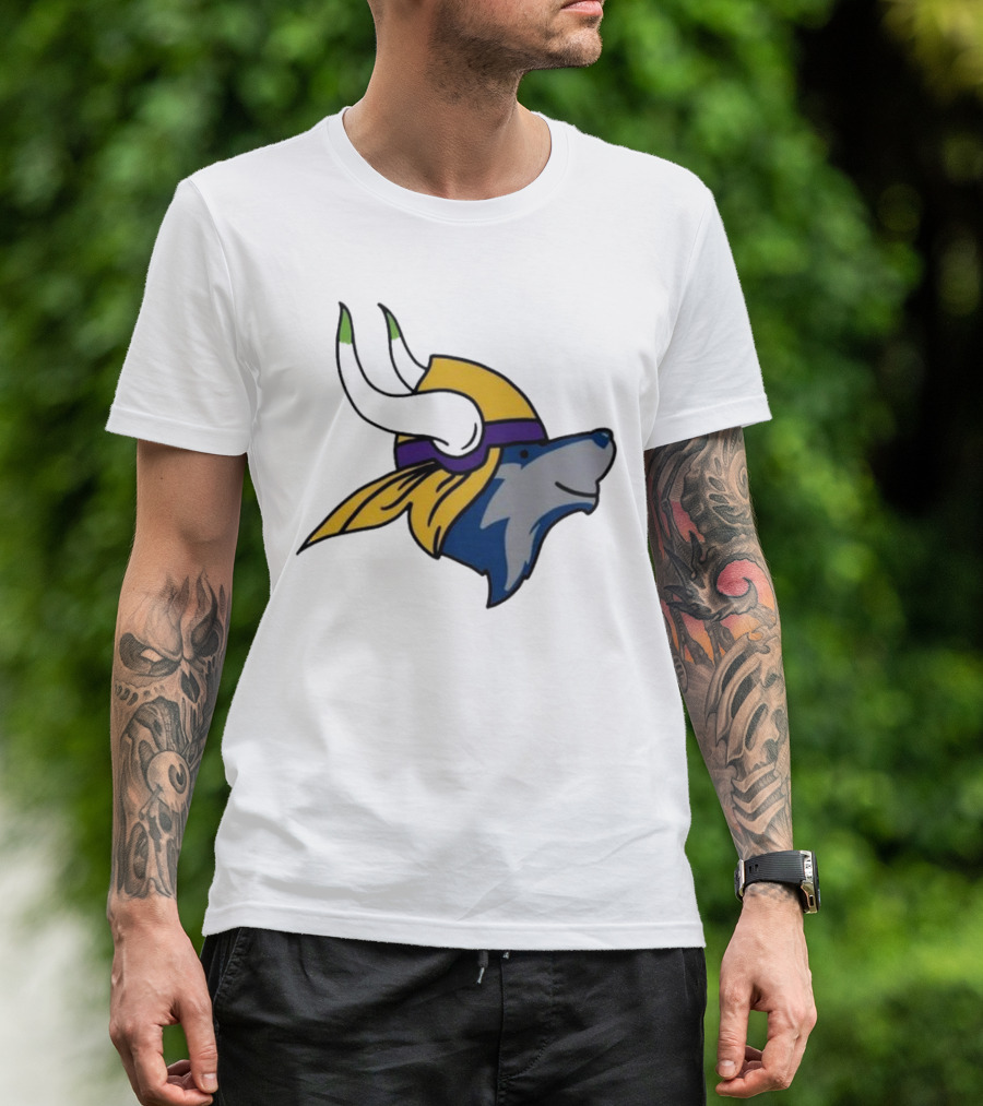 Minnesota Timbervikes Wolf And Viking Helmet Mashup T-Shirt