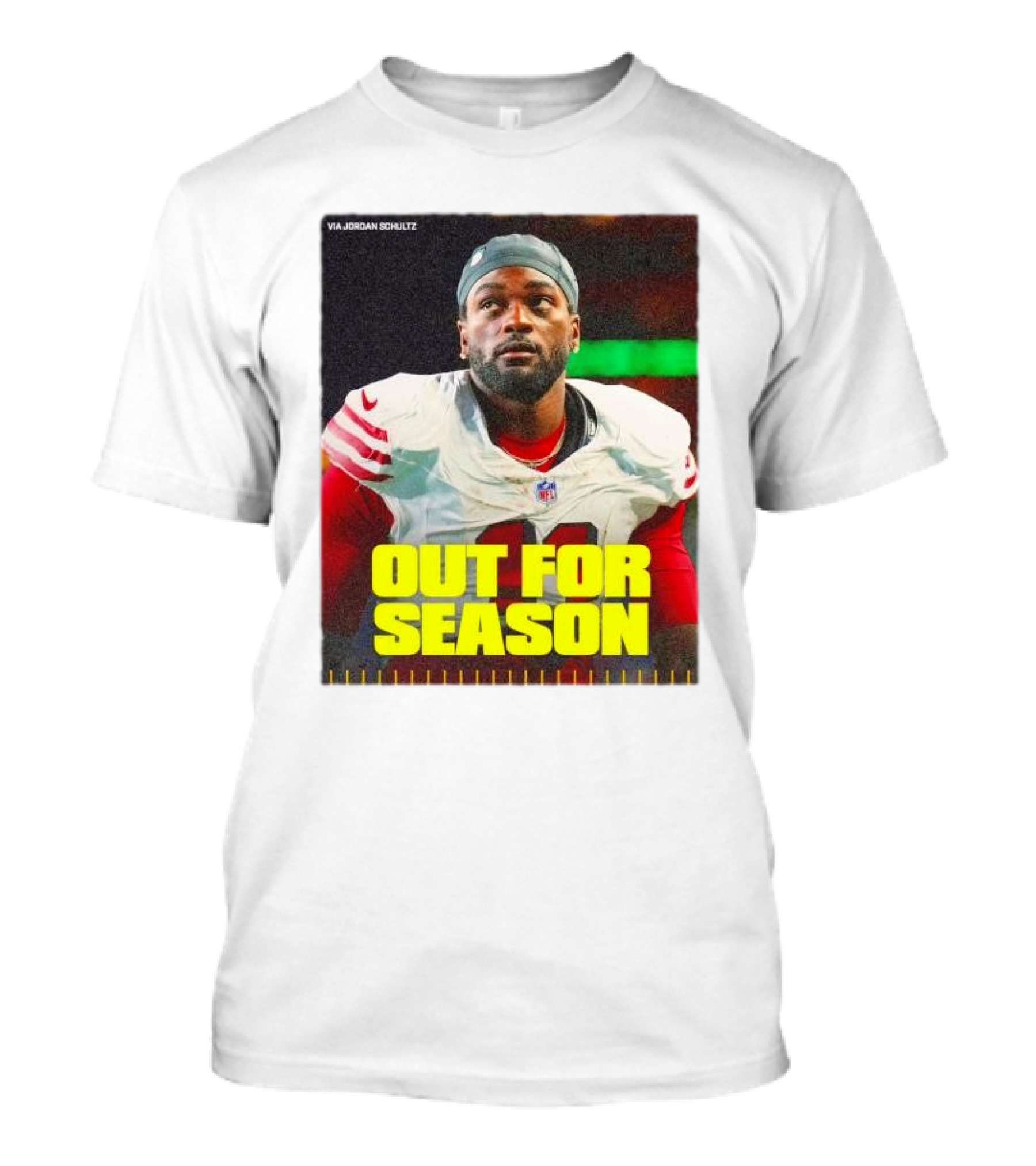 Out For Season Brandon Aiyuk Via Jordan Schultz NFL Football News T-Shirt