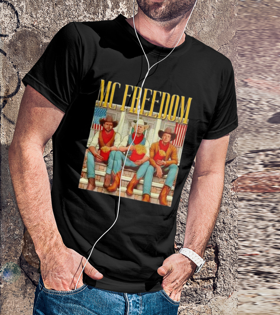McFreedom Trump Vance Elon Fries McDonalds Cowboys American Flags T-Shirt