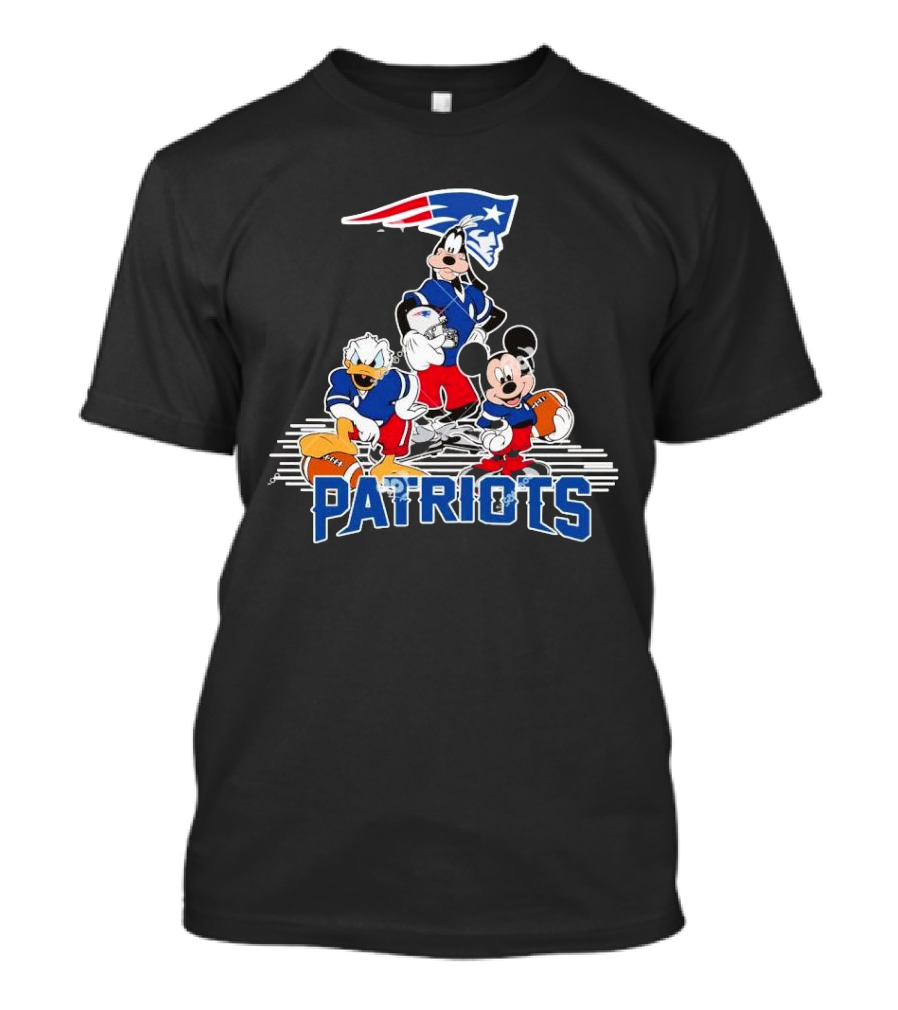 Mickey Donald Goofy Patriots Football Disney Crossover T-Shirt